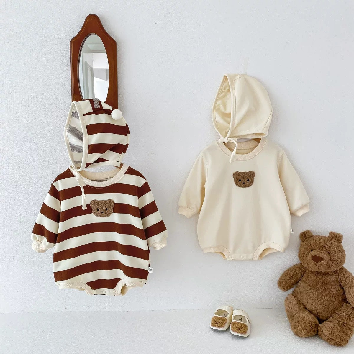 Mignon ours imprimé bébé Romper pour le printemps et l'automne