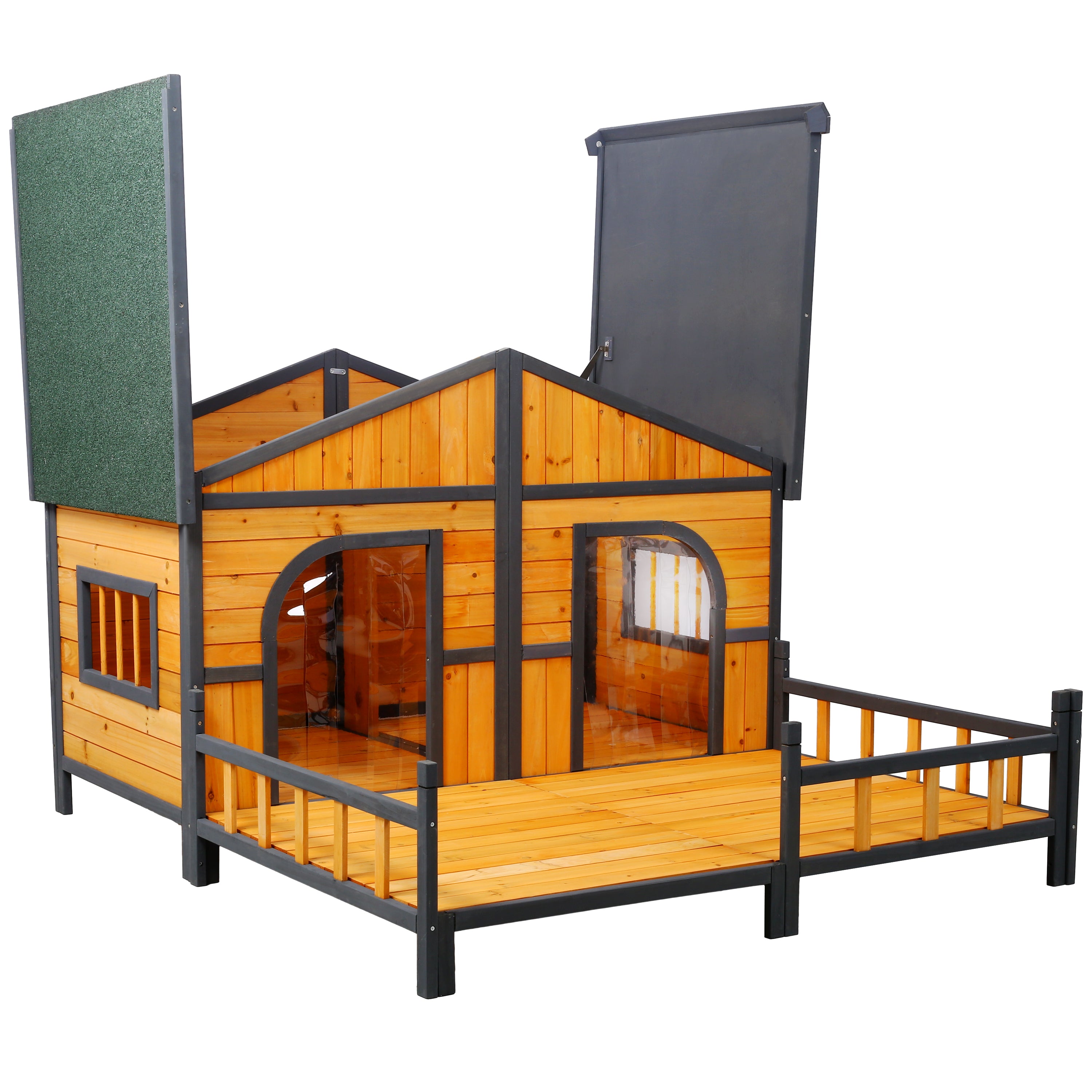 Grande maison de chien en bois extérieur Double XL Kennel de chien avec plancher élevé et porche
