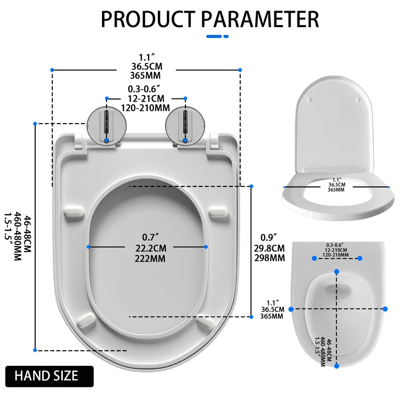 Siège de toilette de type D avec fermeture douce