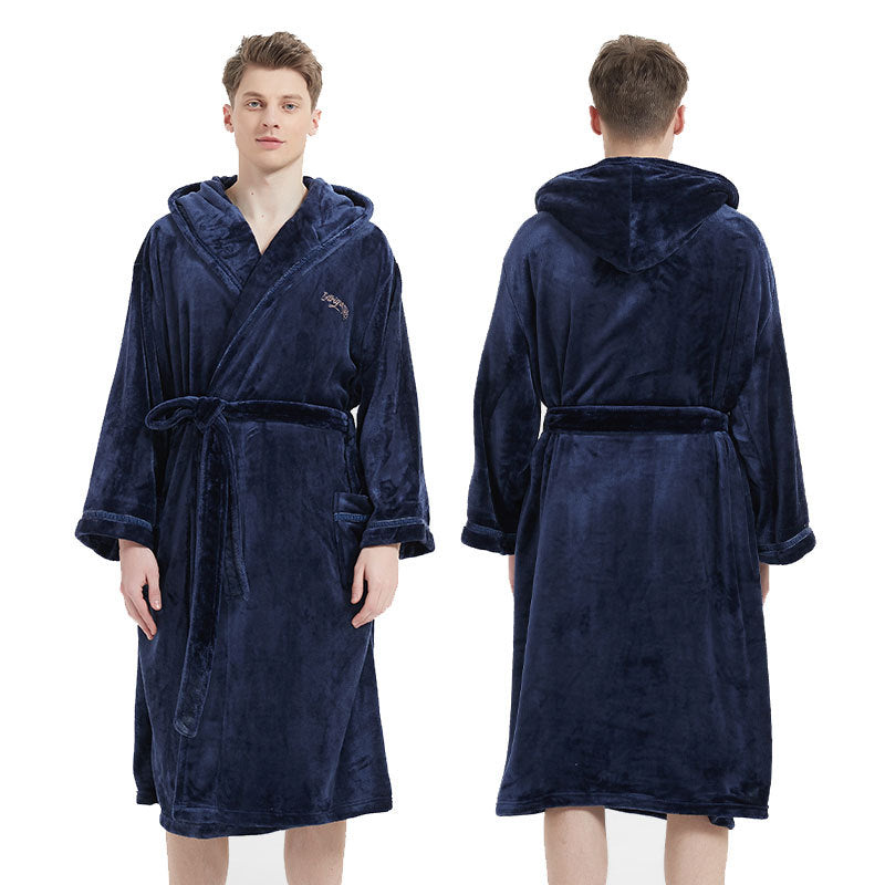 Fashion Navy Flannel Nightgown pour hommes