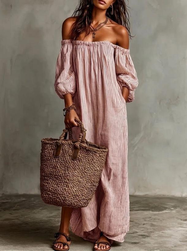 Robe élégante à rayures d'été pour les femmes