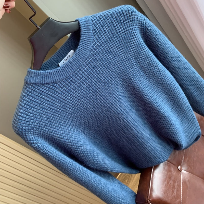 AutomneHiver Casual Couleur solide Col rond Col rond Chandail haut