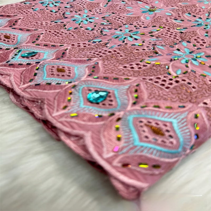 Tissu de dentelle florale africaine tout coton