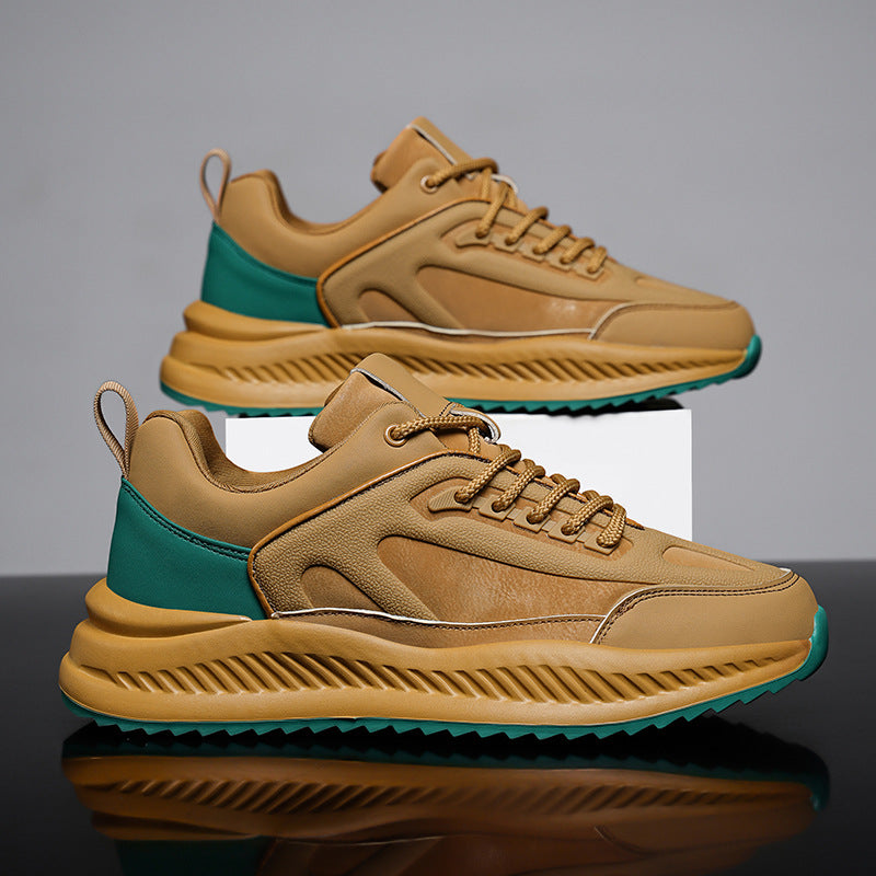 Plate-forme homme léger Soft Sole Sports en cuir Casual Sneakers