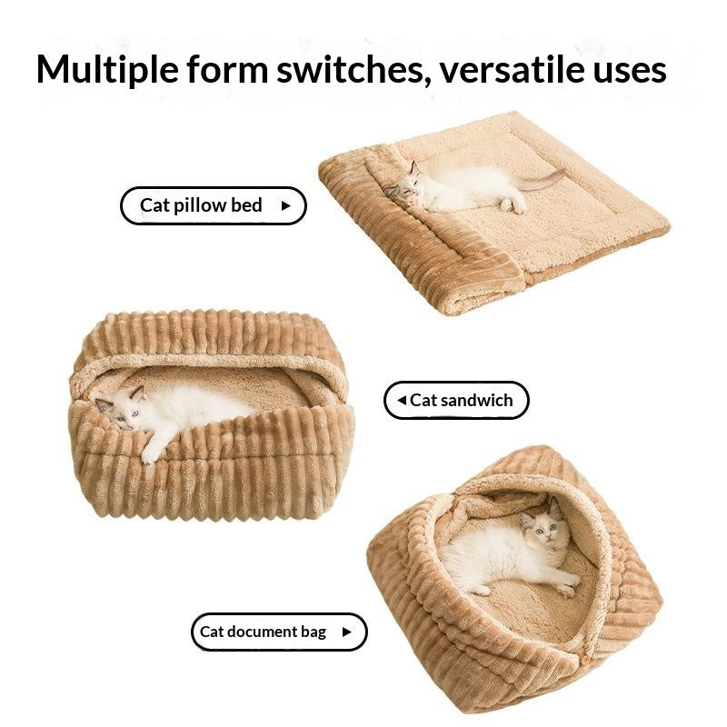 Tapis pliable pour animaux de compagnie à lit de chat doublé de polaire d'hiver