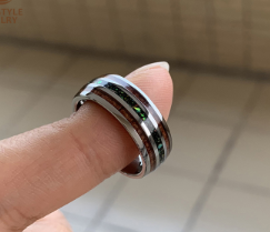 Tungstène 8MM Bandes de mariage pour les hommes et les femmes avec Opal bleu