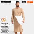 Homme AutomneHiver Manches longues Une piece Robe de nuit Longueur genou Peignoir Longue chemise de nuit