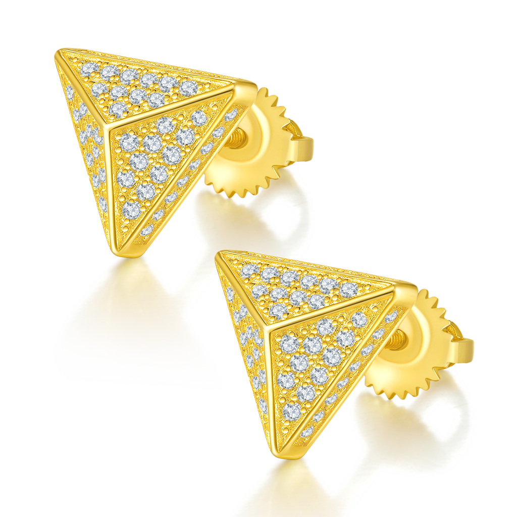 S925 Argent Sterling 114pcs D Couleur VVS1 Triangle de Moissanite Boucles d'oreilles Pyramide 3D