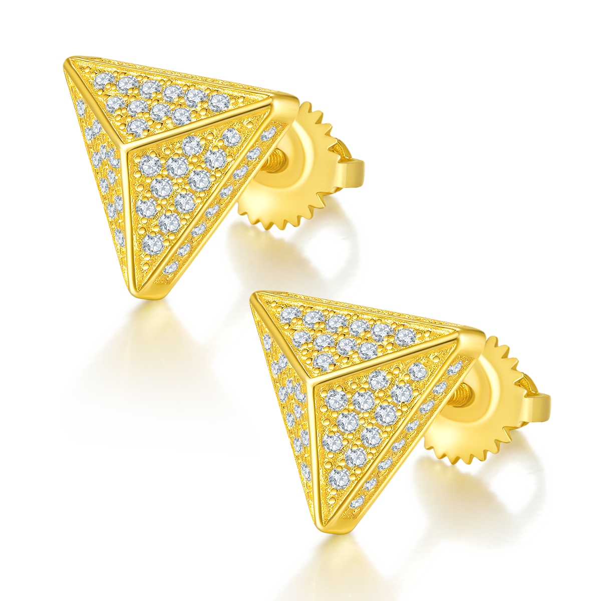 S925 Argent Sterling 114pcs D Couleur VVS1 Triangle de Moissanite Boucles d'oreilles Pyramide 3D