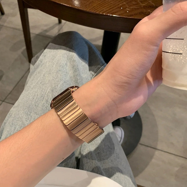 Bracelet de montre en métal acier inoxydable avec papillon