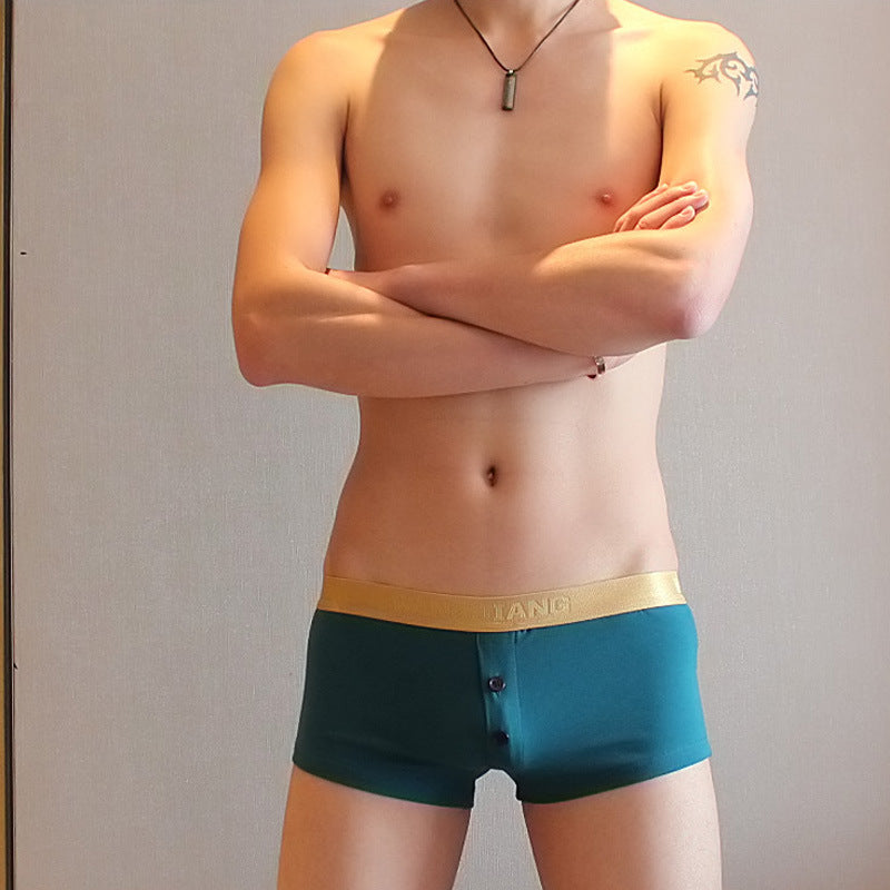 Coton Respirant Bouton de couleur solide Boxers pour hommes