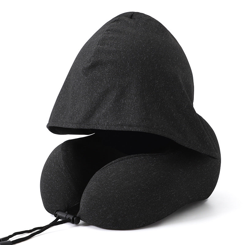 U-Shaped Hooded Memory Foam Elastic Neck Support Pillow