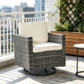 Crème blanc PE Wicker Outdoor Swivel Rocker - 360degré Patio Glider chaise pour porch