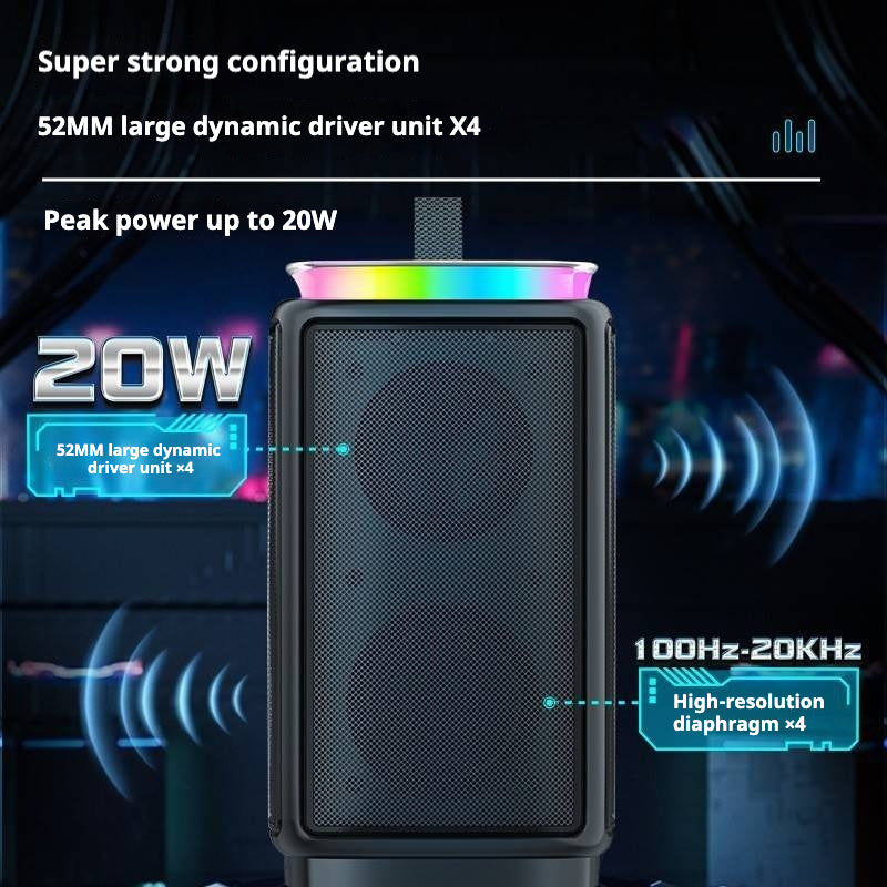 KP-562 Mini haut-parleur Bluetooth portable Subwoofer double aimant RGB éclairage sans fil carte TF