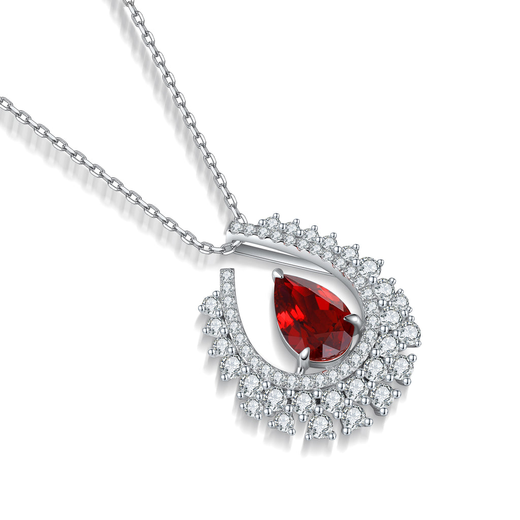 S925 Collier de pierre gemme en argent 4g créé en laboratoire