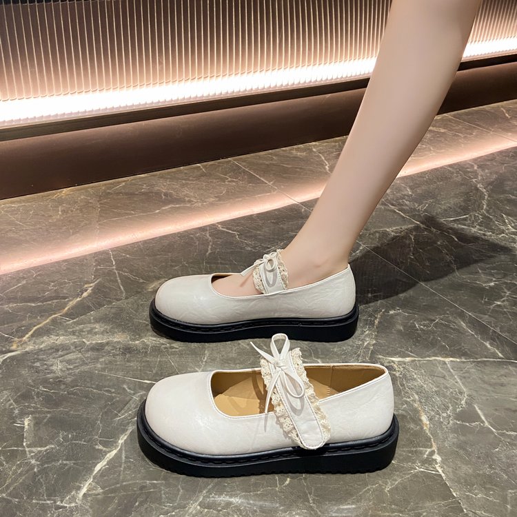 Femmes d'été Blanc Français Mary Jane Chaussures en cuir