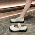 Femmes d'été Blanc Français Mary Jane Chaussures en cuir