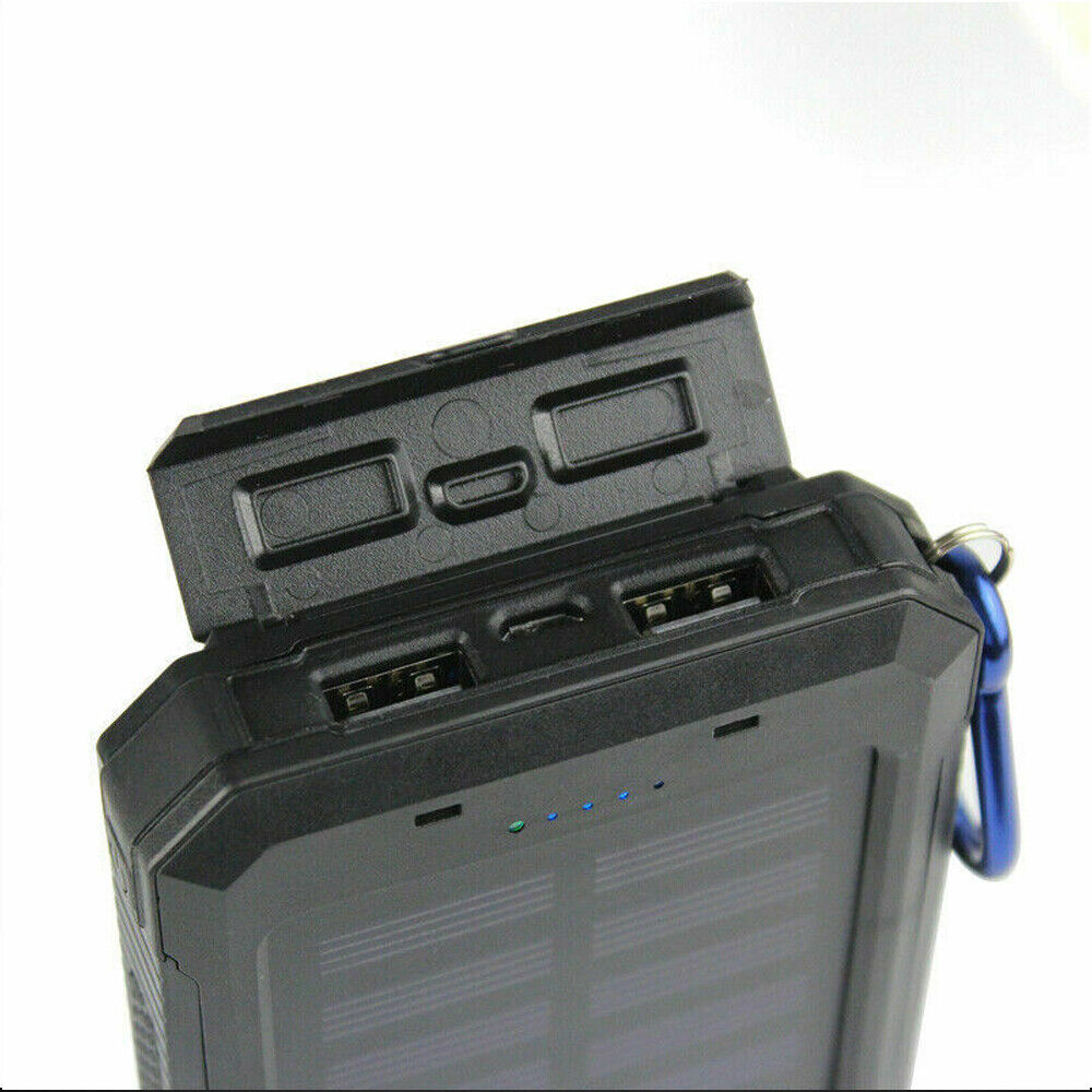 1o000mAh Solar Power Bank Chargeur de batterie 2USB LED étanche pour téléphone cellulaire