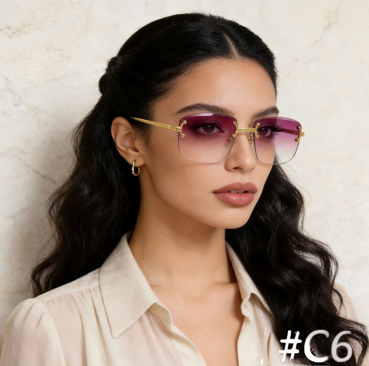Lunettes de soleil carrées sans cadre
