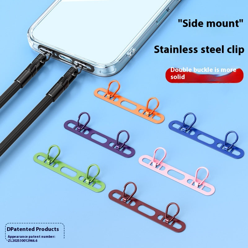 Téléphone mobile Lanyard Acier inoxydable côté suspension Clip anti-perte joint double boucle