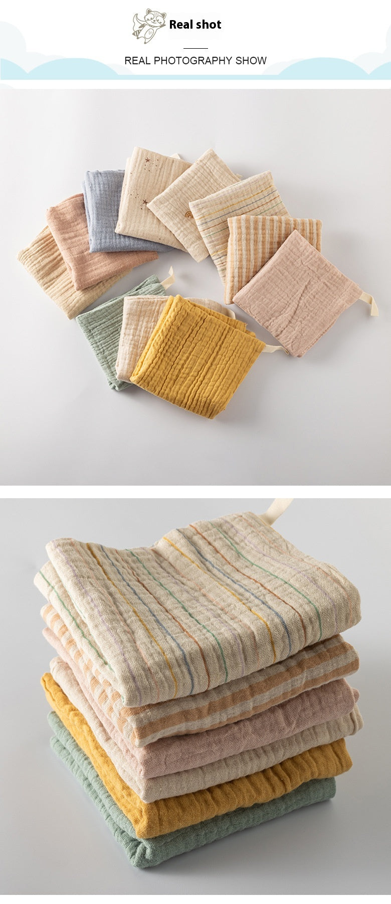 Simple bébé Gauze coton Serviette carrée à quatre couches Salive Serviette visage vêtement couleur soins infirmiers