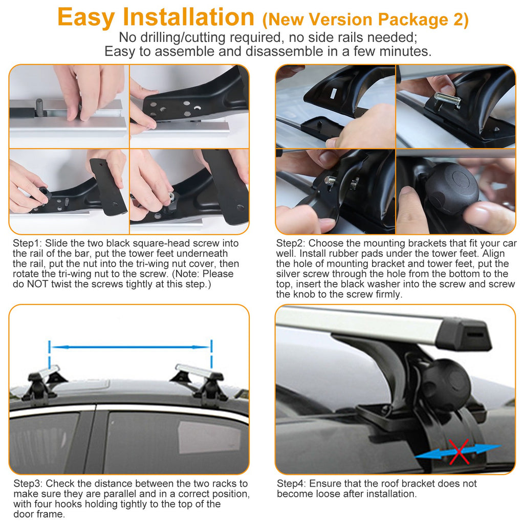 47.24dans Universal Top Roof Rack Cross Bar Cargo Cargo Aluminium Crossbar rack avec 165LBS