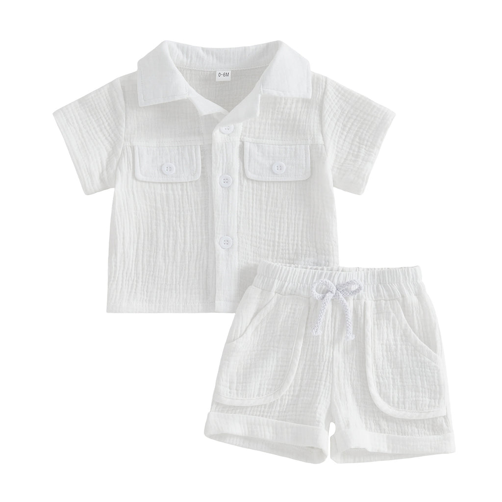 Shorts à manches courtes Set de lapel Ensemble de deux pièces