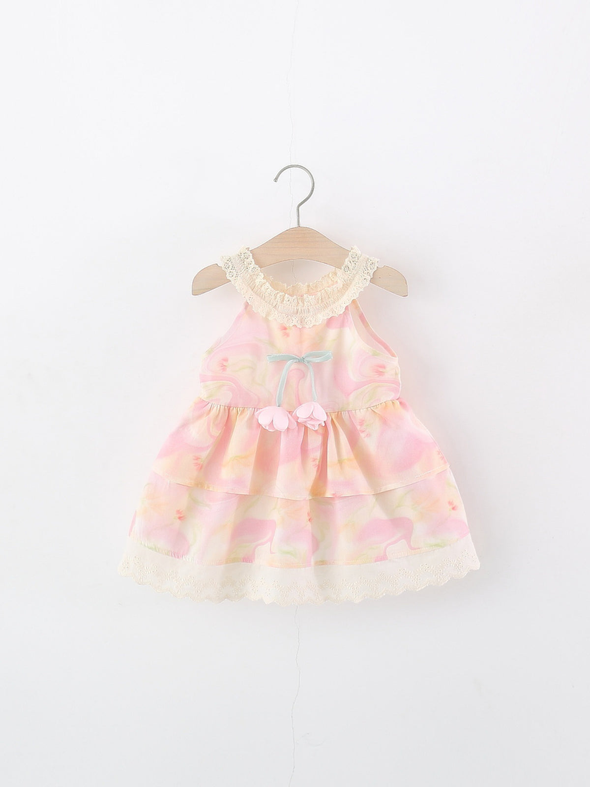Enfants Filles Dentelle Florale Tulip Robe princesse col haltère