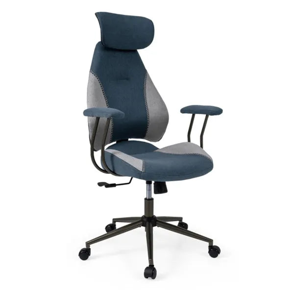 Chaise de bureau de blocage couleur bleu gris avec appuie-tête réglable 2D
