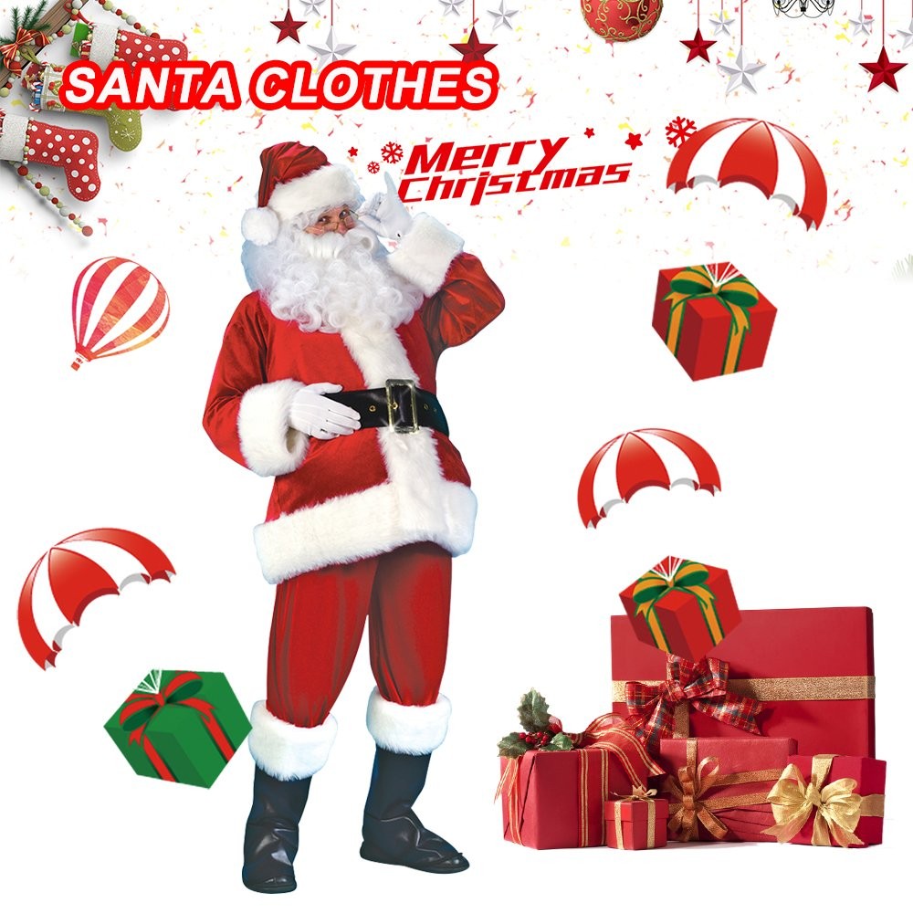 Costume de Noël costume Père Noël Robe de fantaisie Hommes Noël Outfit AU