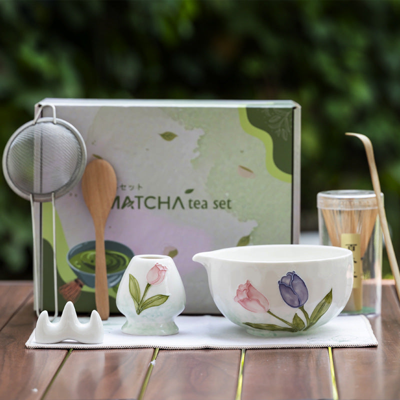 Set en céramique 8 pièces peint à la main Matcha