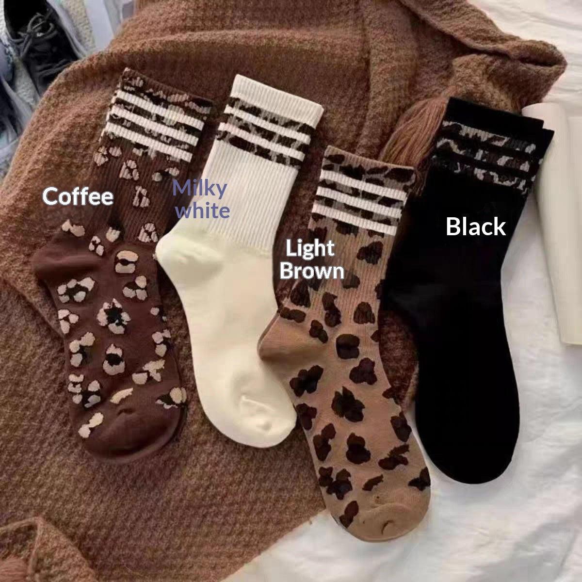 Chaussettes longues mi-calf Femmes Chaussettes de coton à rayures polyvalentes