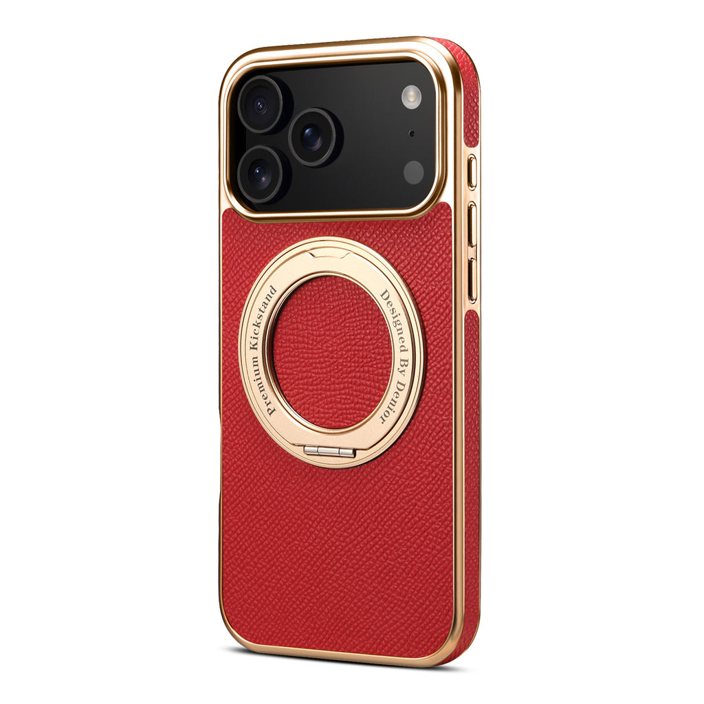 Boîtier de téléphone magnétique en cuir véritable denior