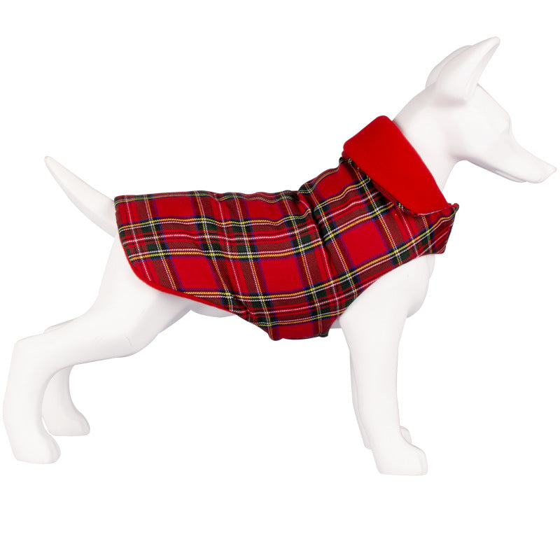 Tissus de chien épaississants en coton chaud Manteau de plie rouge