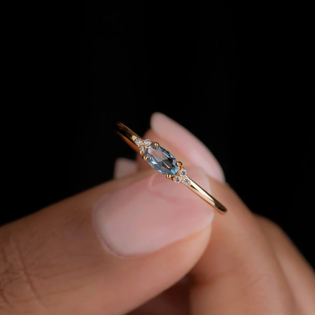 S925 Bague de fiançailles Sterling Silver Blue Stone Horse