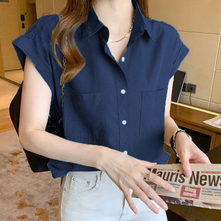 Chemise en mousseline à manches courtes pour femmes