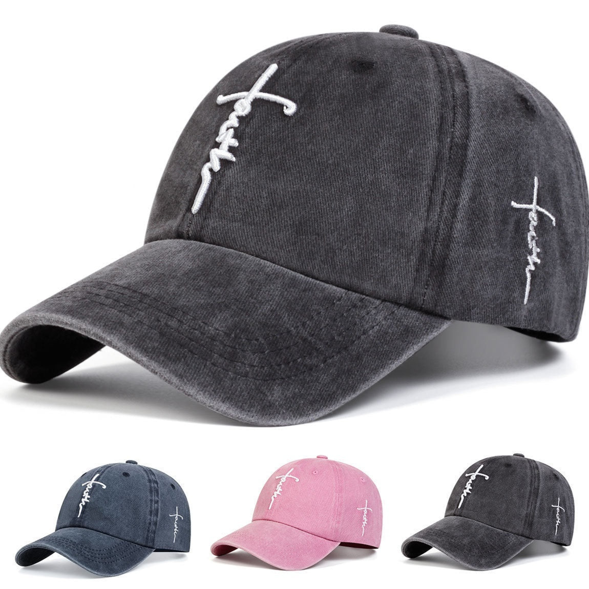 Une foi brodée Cross Baseball Cap pour hommes et femmes