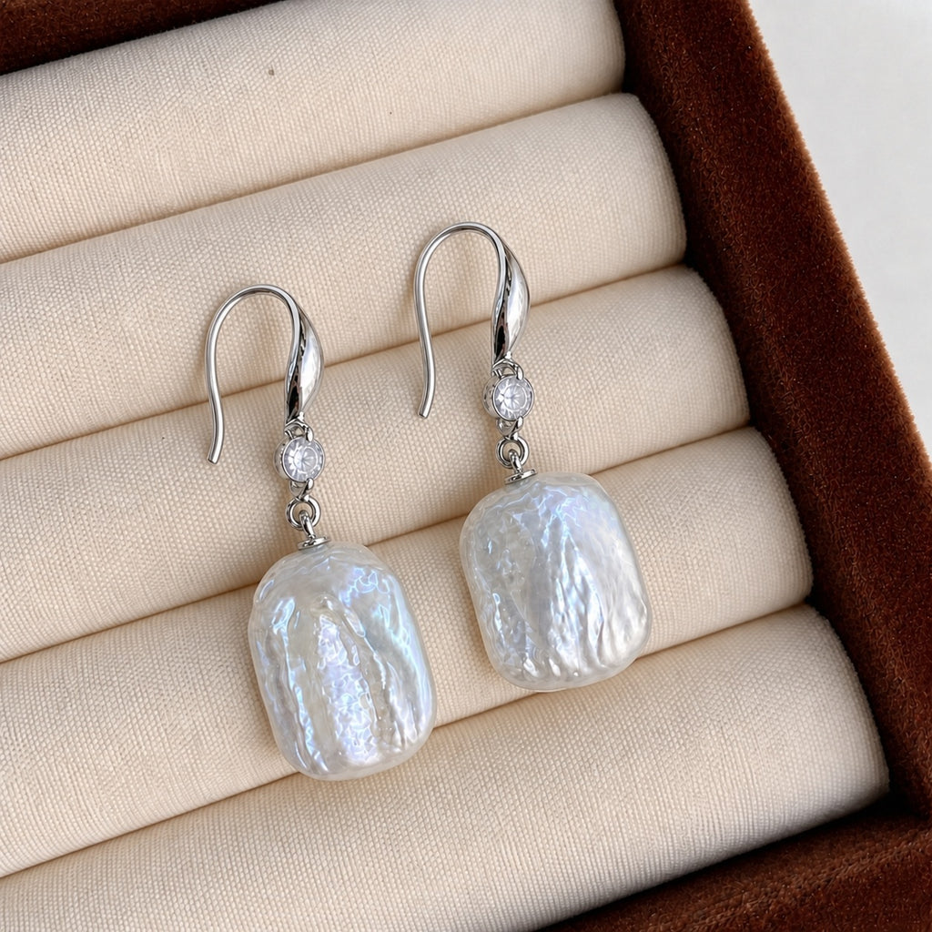 Boucles d'oreilles carrées baroques