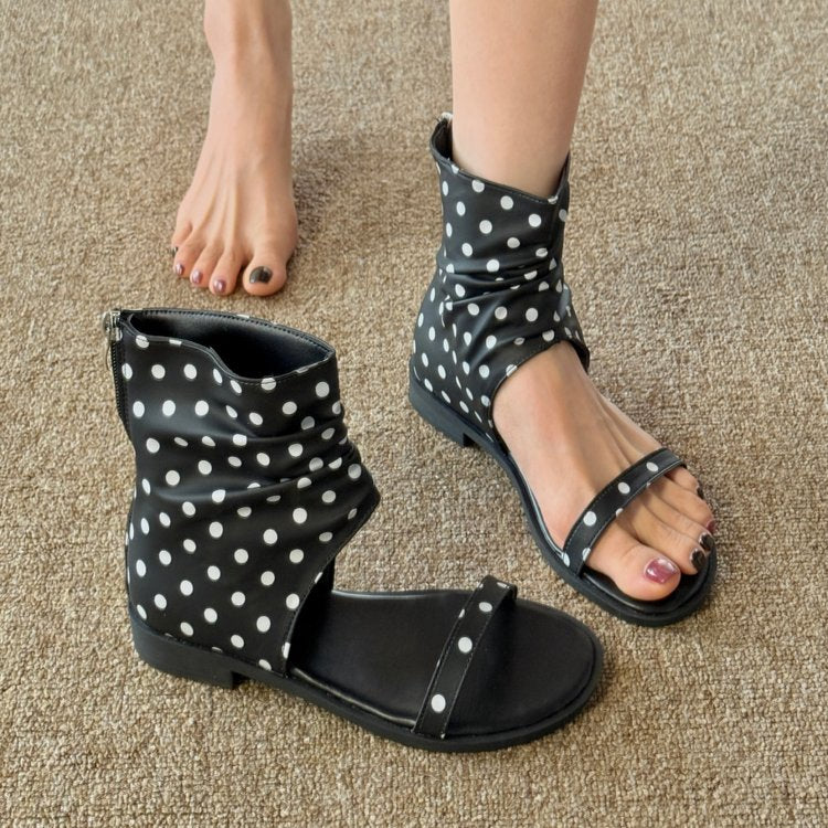 Bottes de sandales de style européen et américain Polka Dot pour femmes