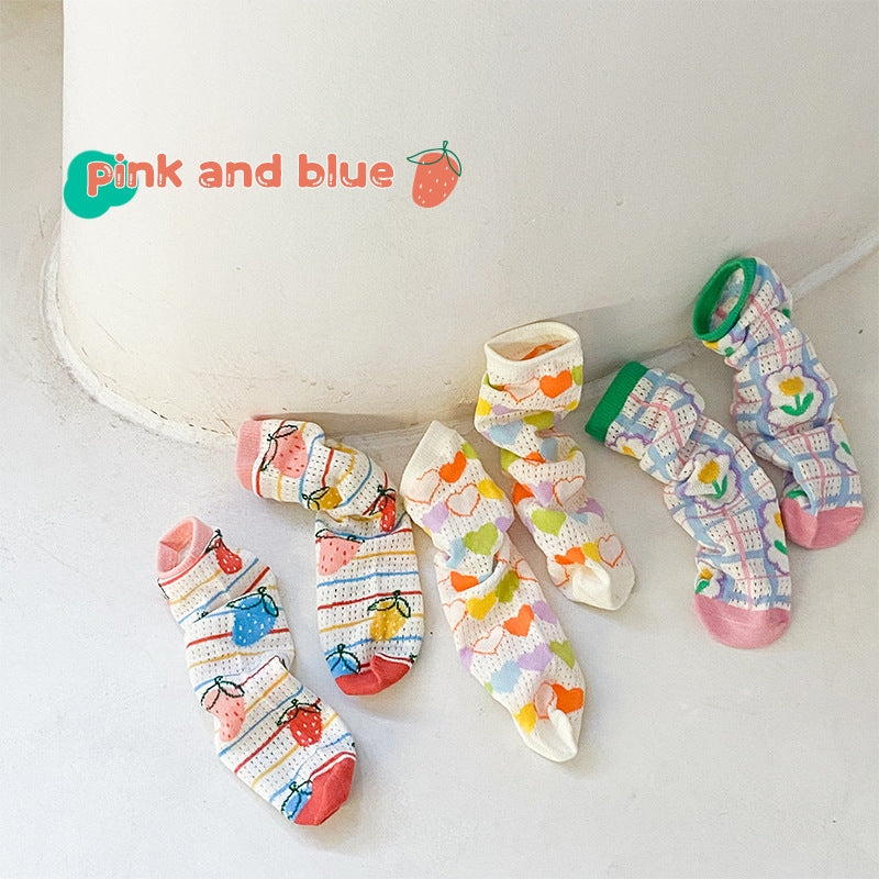 Chaussettes pour enfants Printemps Été Bébé Pile mince Chaussettes pour femmes
