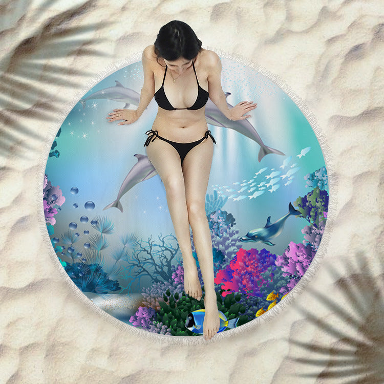 Serviette de plage fringée, serviette de bain ronde, serviette de plage