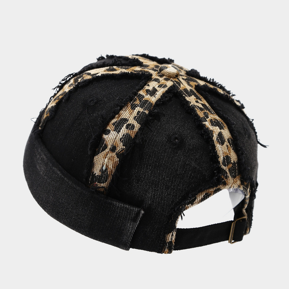 Été hommes et femmes lavés affolés Fringed Leopard Imprimer Patchwork Chapeau supérieur pour un R