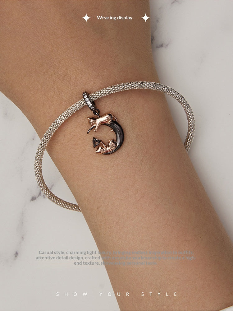 Chat et Lune Charm Perles perdues