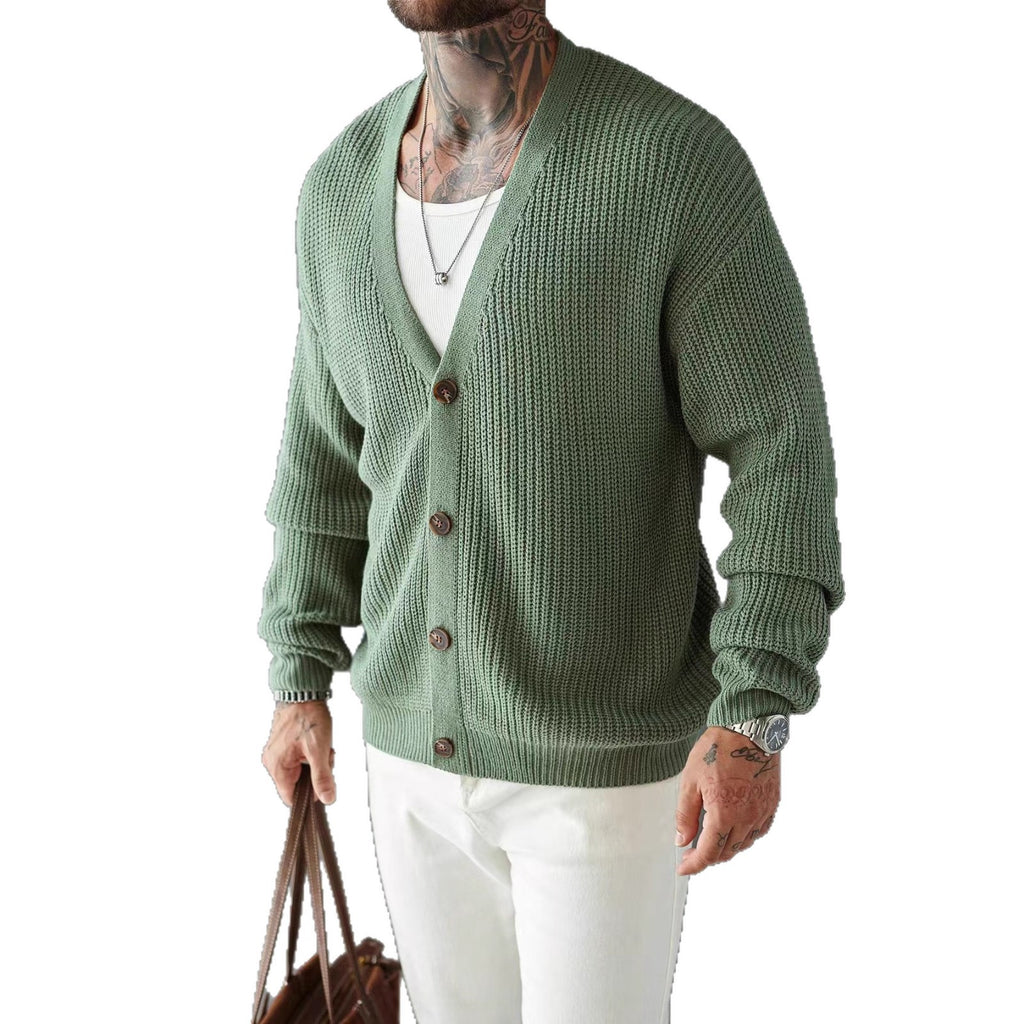 Casual Versatile Cardigan Deep V-neck Single-breasted Knit Top Innerwear and Outerwear Swe