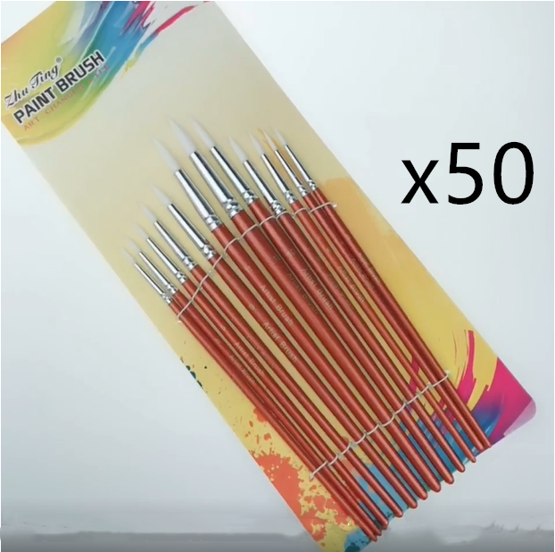 12Pcs Lot forme ronde Nylon cheveux en bois poignée brosse outil pour Art School Waterco