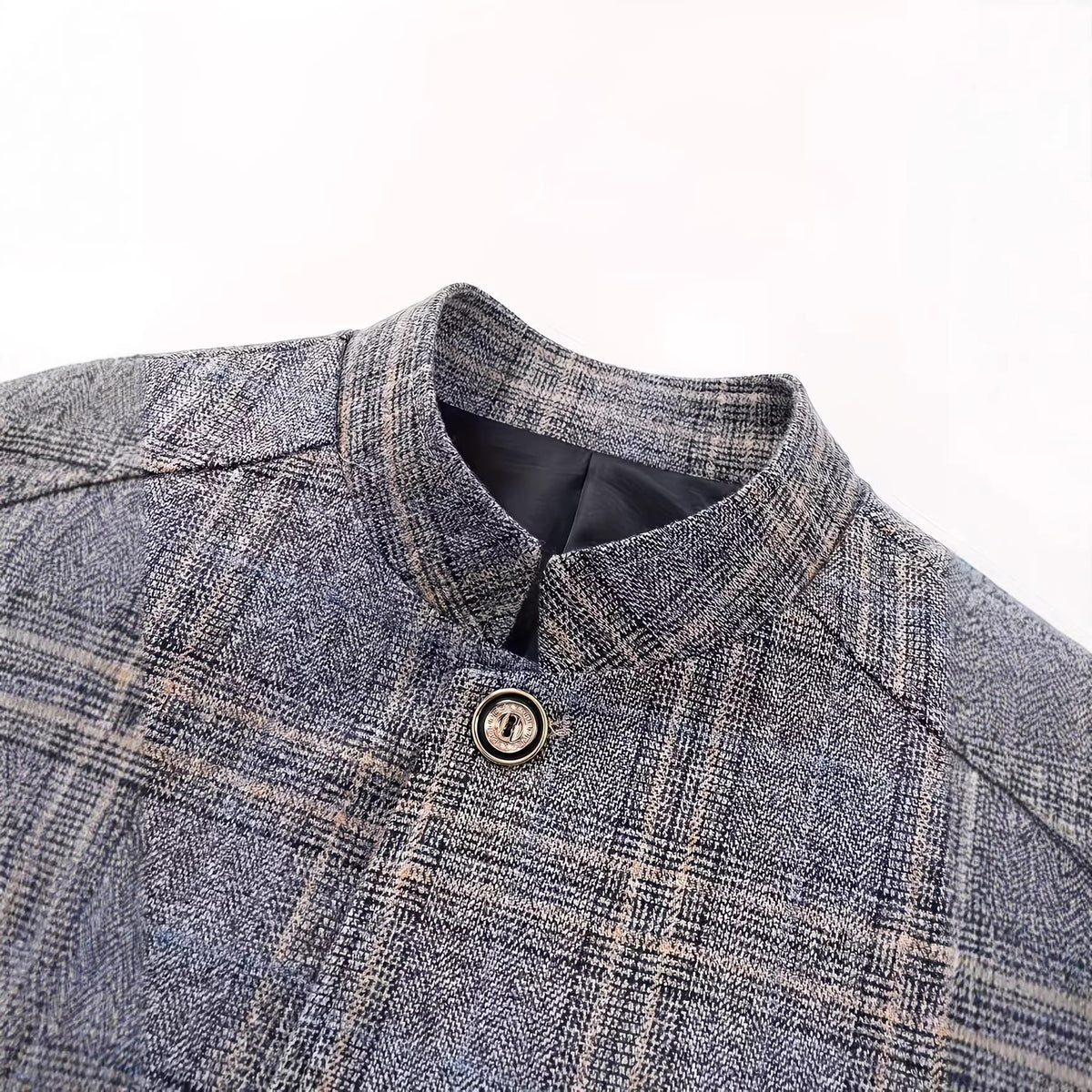 Veste de costume en Plaid pour hommes avec collier