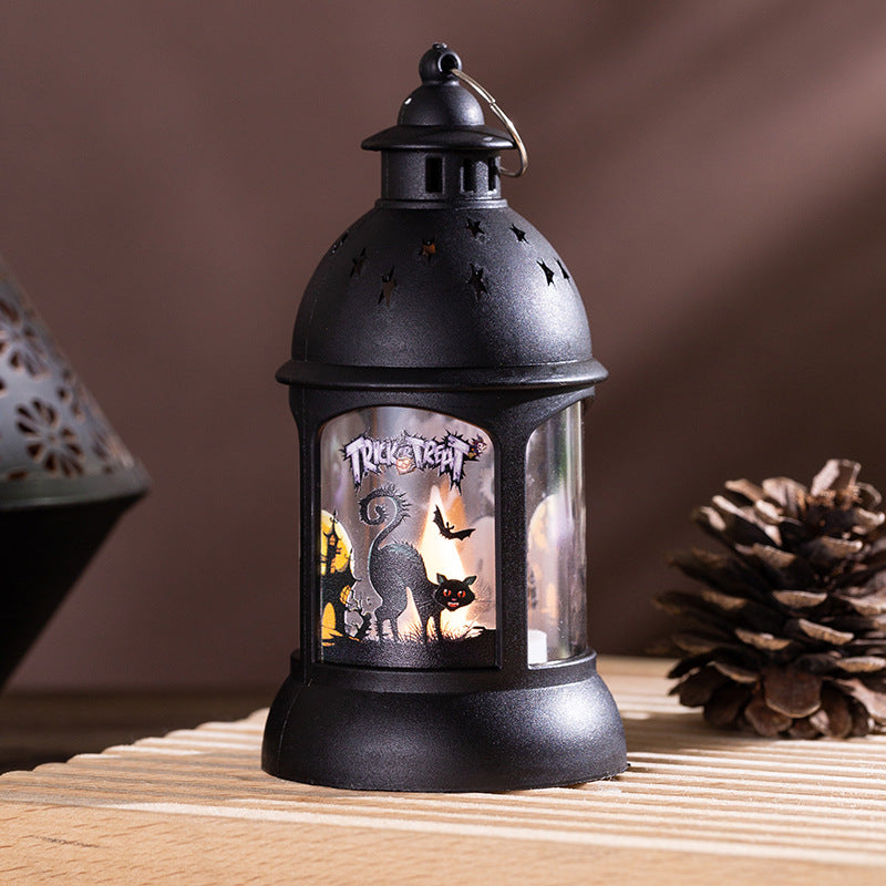 Décoration d'Halloween Lampe de citrouille Portable Château d'Halloween Lampe à Vent Pendentif d'Halloween Pa