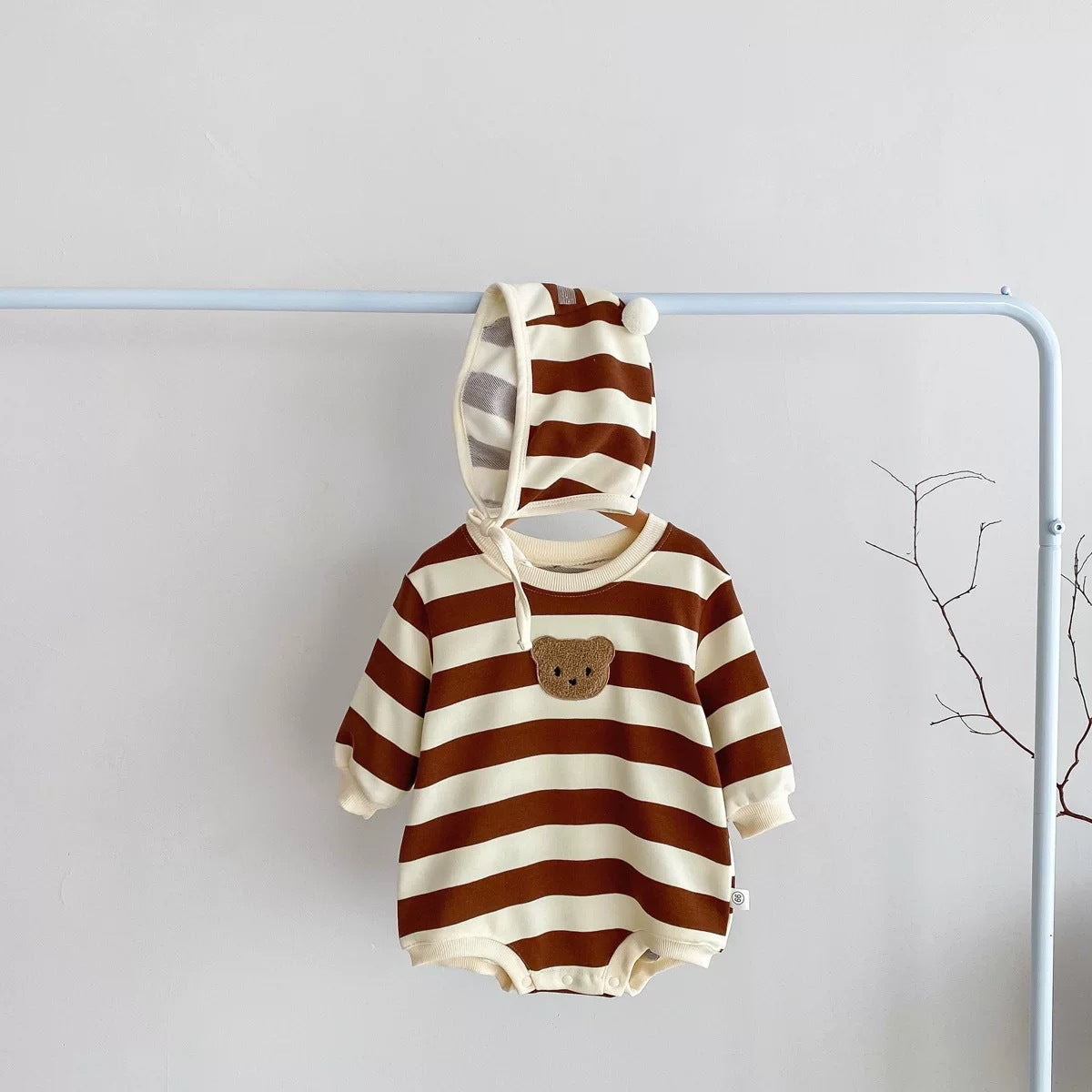 Mignon ours imprimé bébé Romper pour le printemps et l'automne