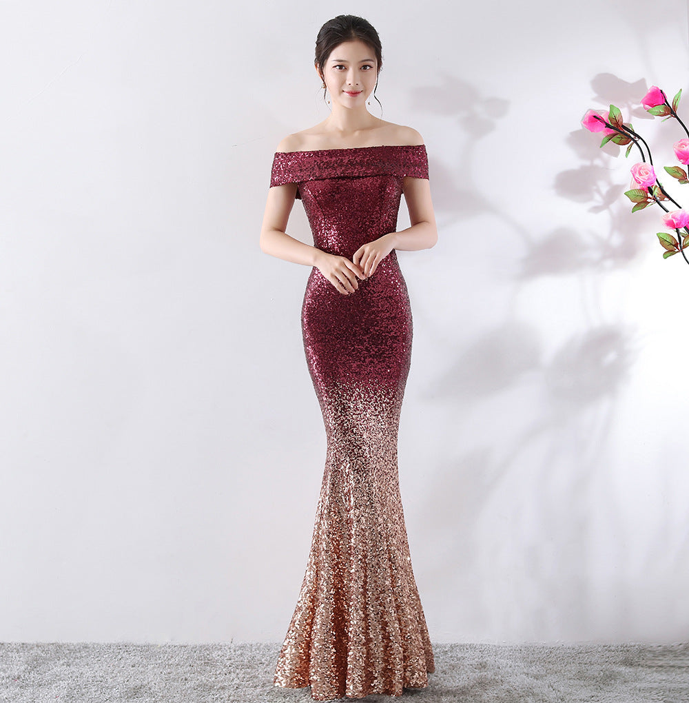 Robe de fête d'anniversaire Slimming Host Robe longue