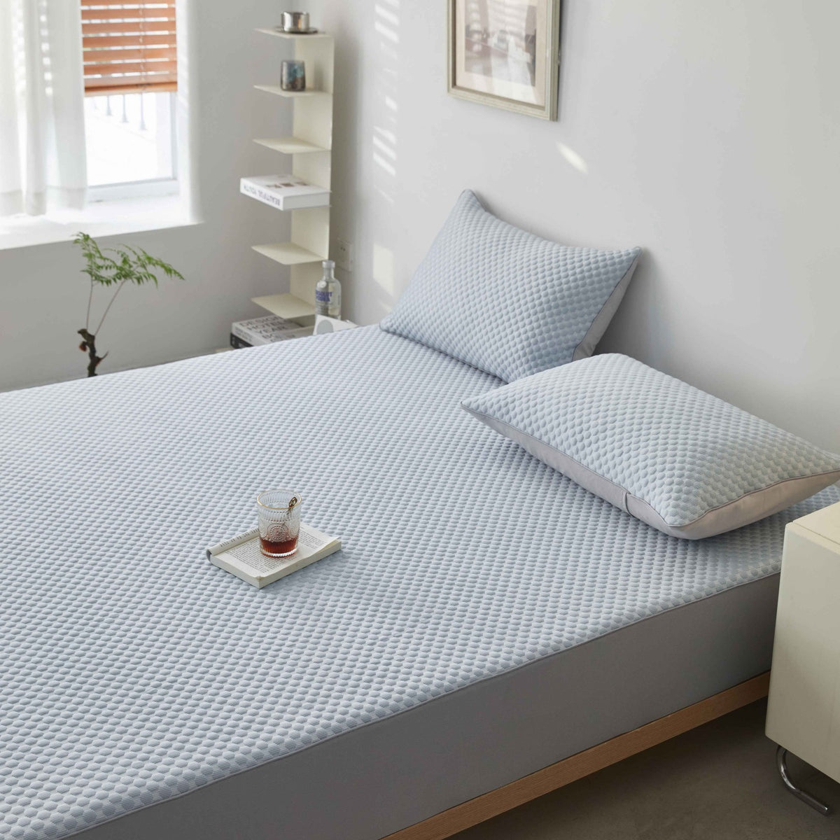 Kit d'oreillers matelas de refroidissement de soie de glace d'été